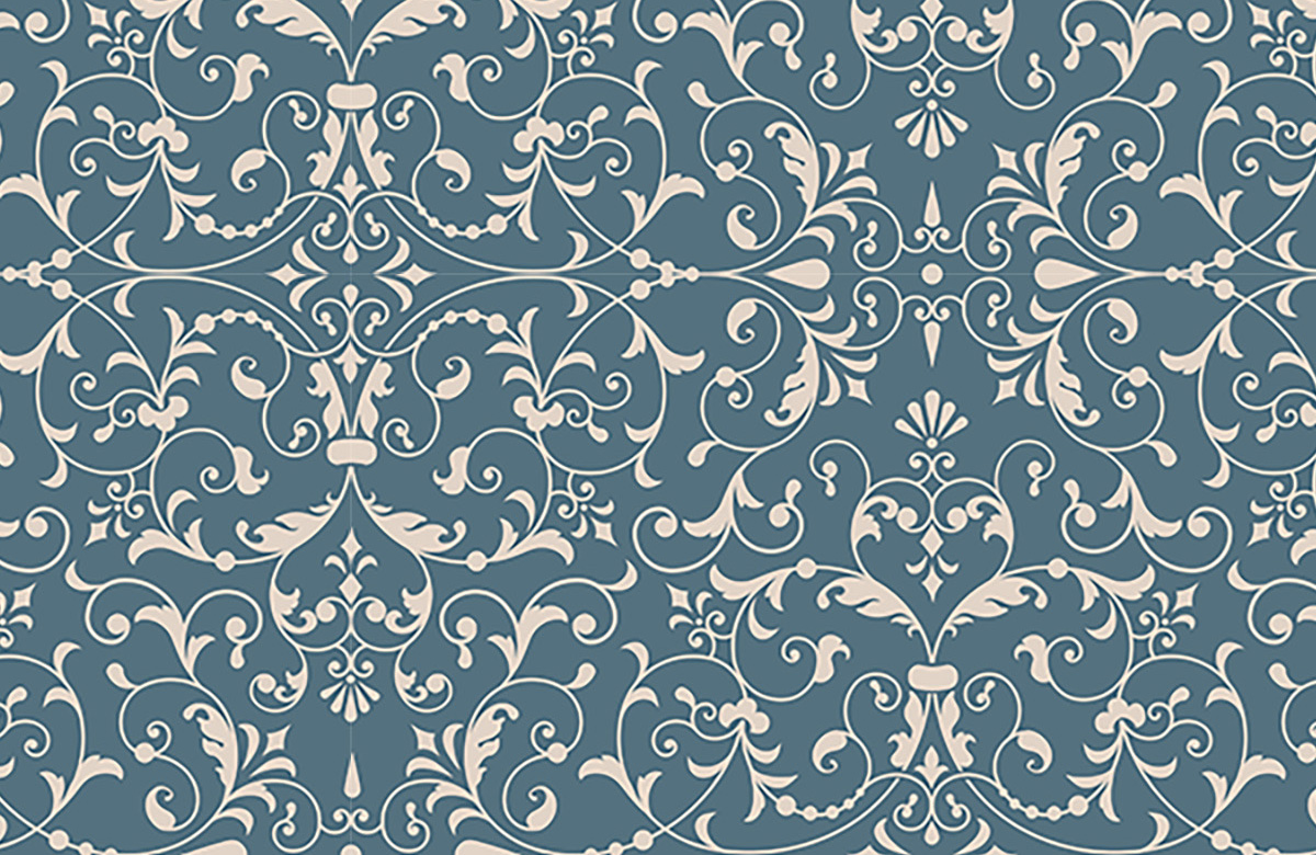 blue-damask-design-Singular design large mural-roll