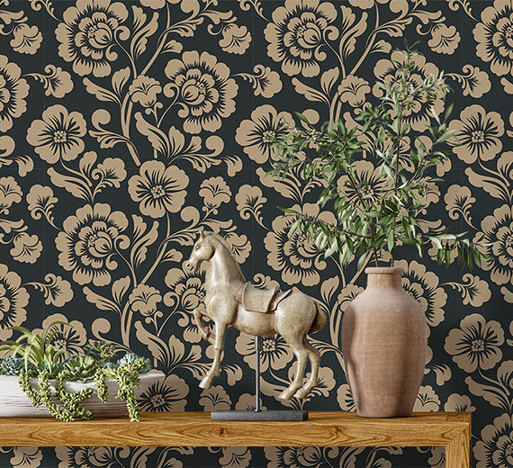 gold-floral-design-Singular design large mural-thumb