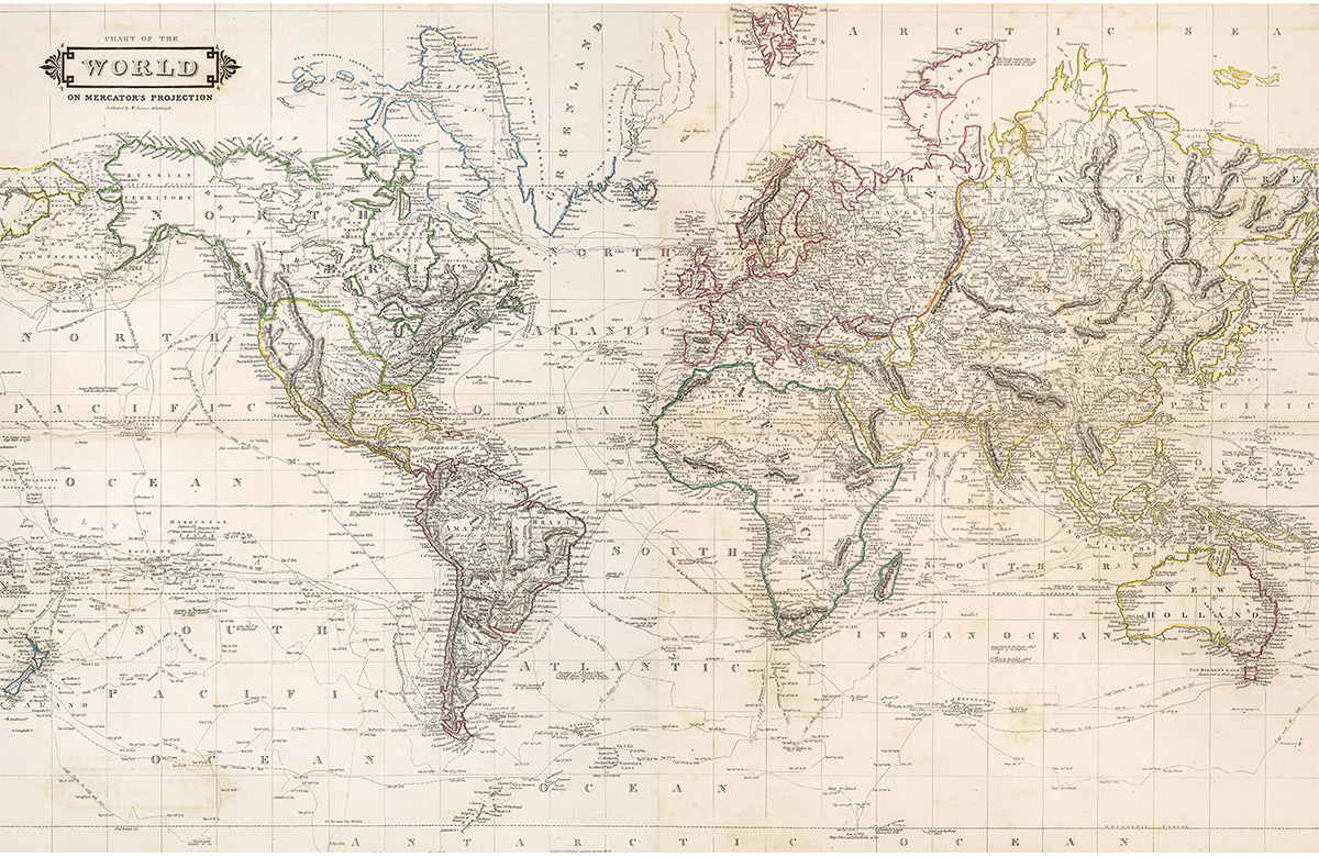 beige-world map-design-Singular design large mural-roll