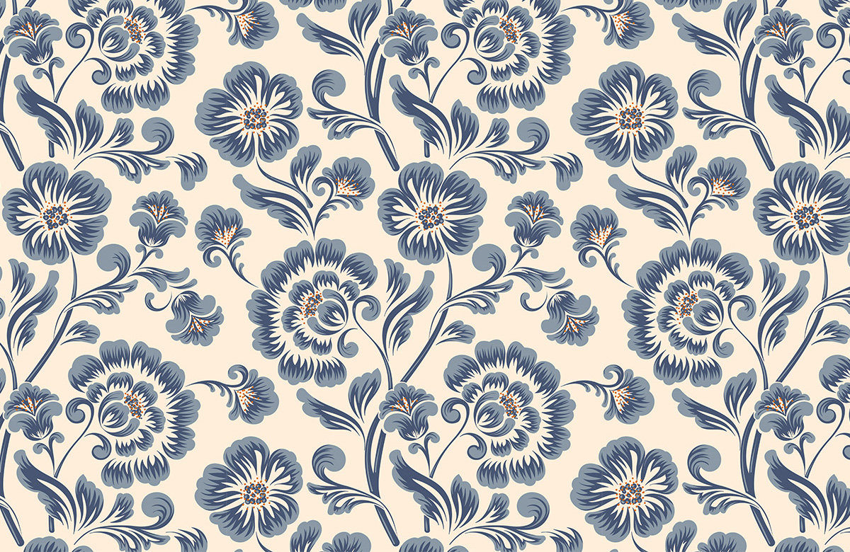 beige-floral-design-Singular design large mural-roll