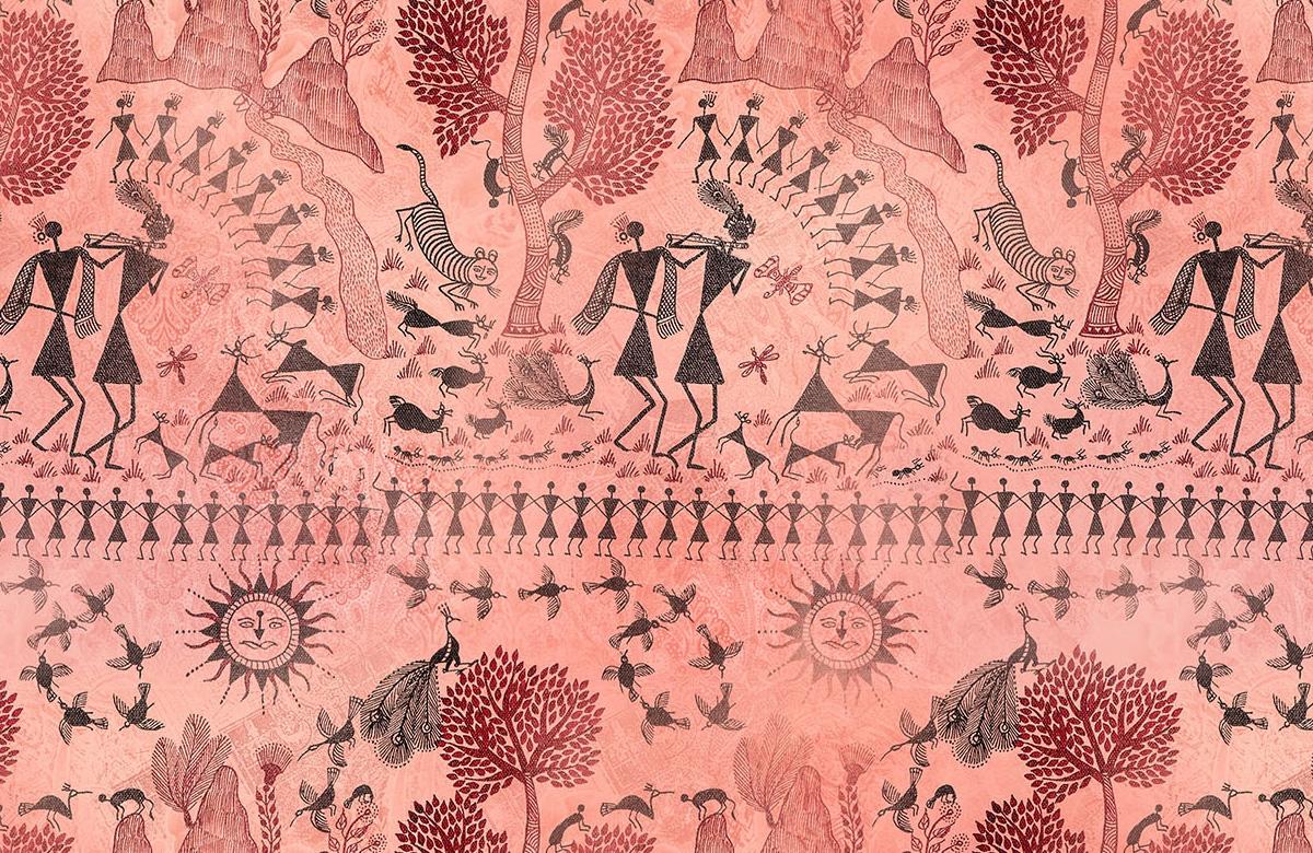 warli-community-in-the-forest-wallpapers-only-image