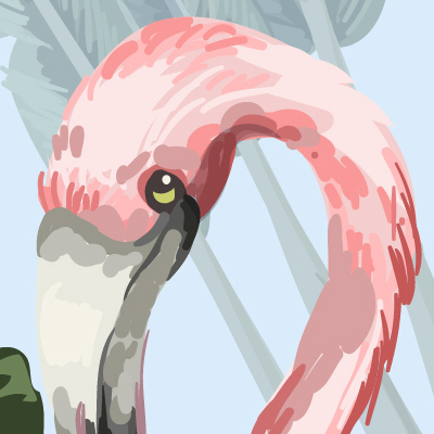 green-flamingo-design-Singular design large mural-zoom-view