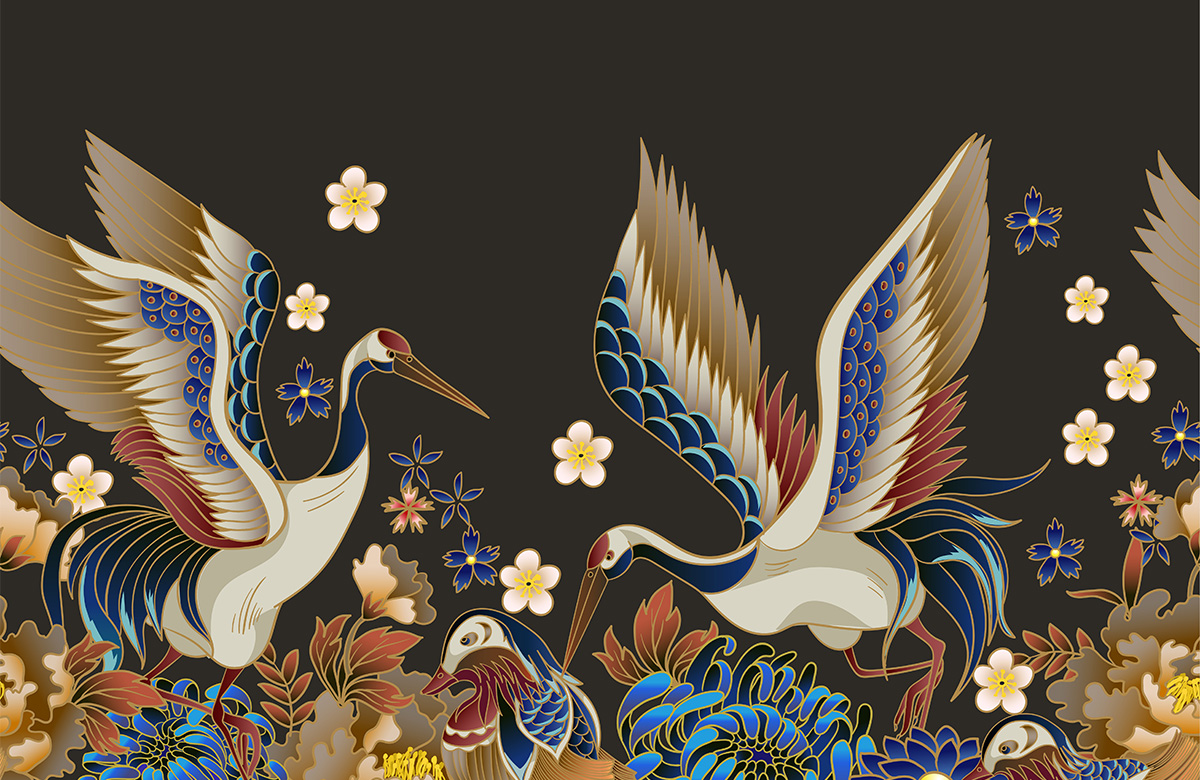 mandarin-ducks-flowers-and-cranes-murals-only-image