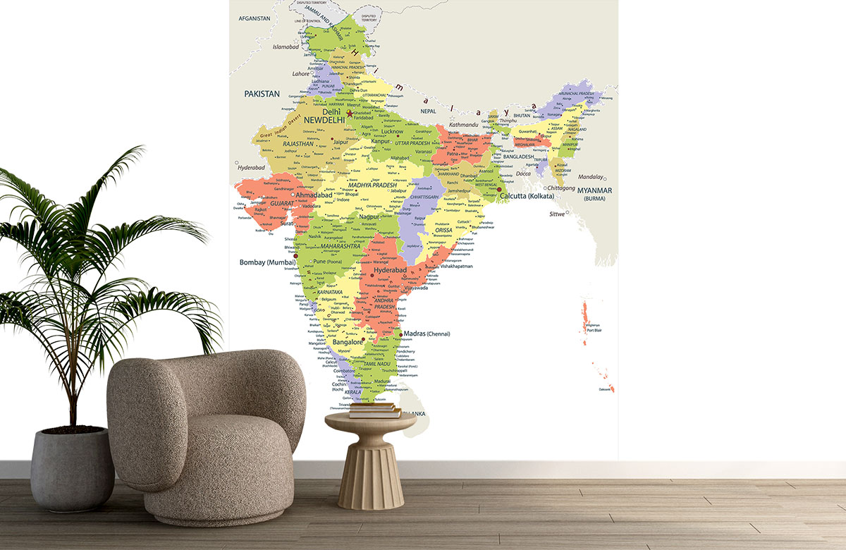 Indian Political Map Mural Buy Online | Morphico