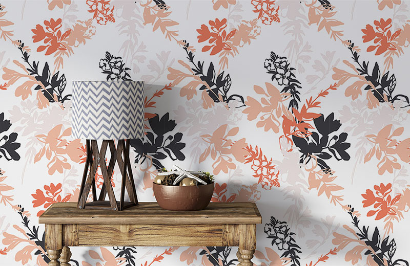 multicolored-leaves-shape-wallpaper-with-side-table
