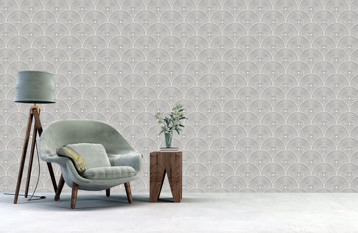 beige-round-design-Seamless design repeat pattern wallpaper-with-chair