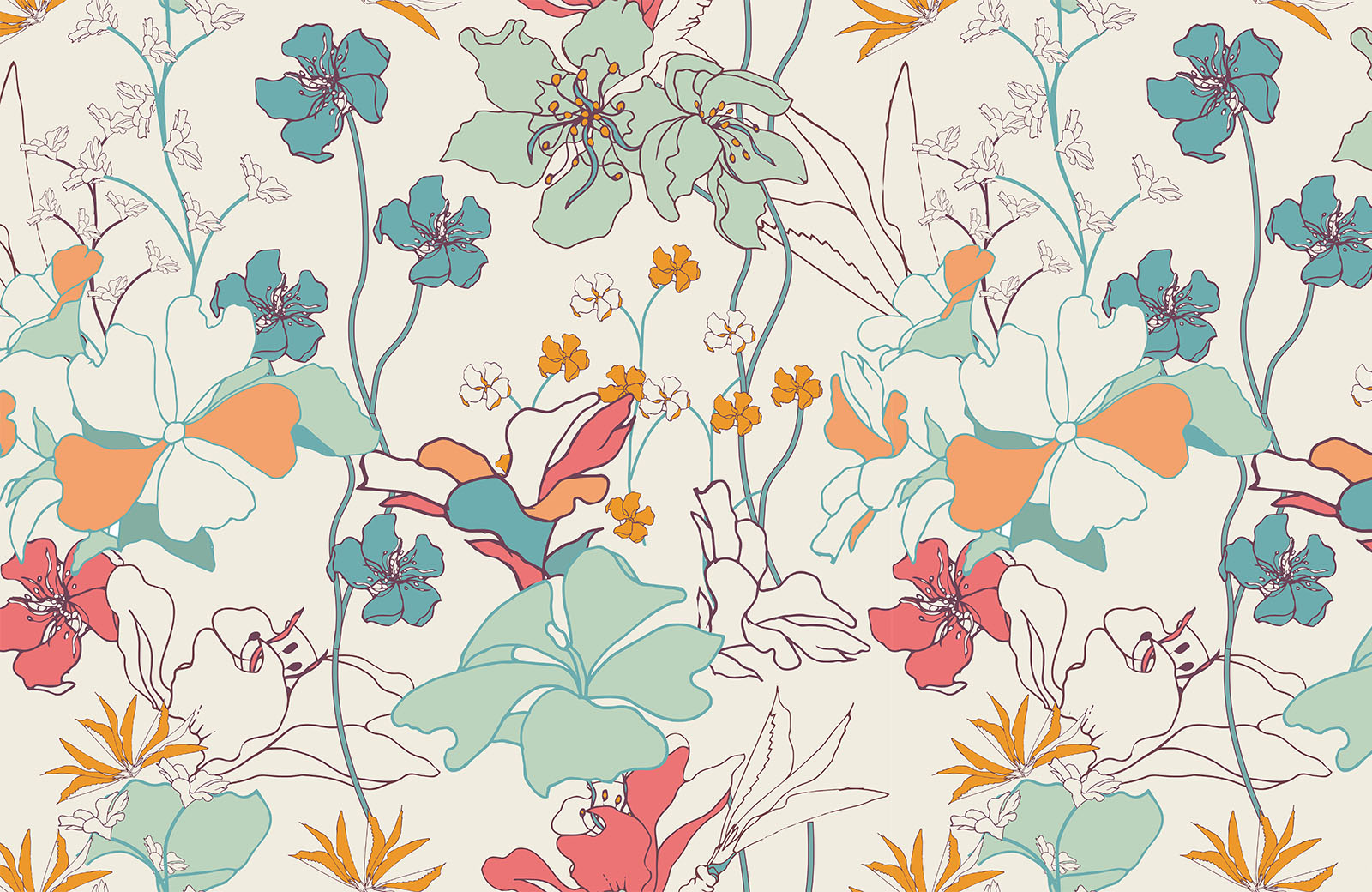beige-colour-background-flower-vine-wallpaper-design