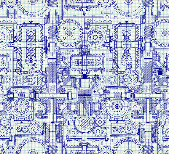 blue-machine-design-Singular design large mural-thumb