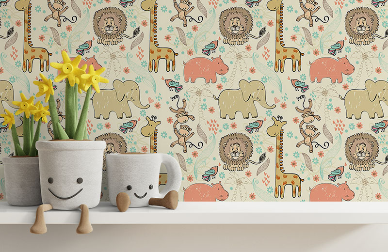 lion-giraffe-monkey-hippo-wallpaper-with-side-table