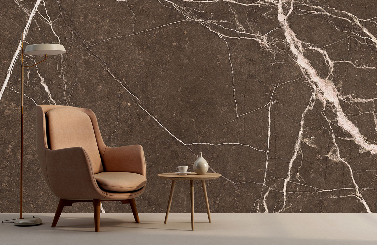 Vinyl Brown Marble Waterproof Wallpaper For Industrial Size 60 X 200 cm