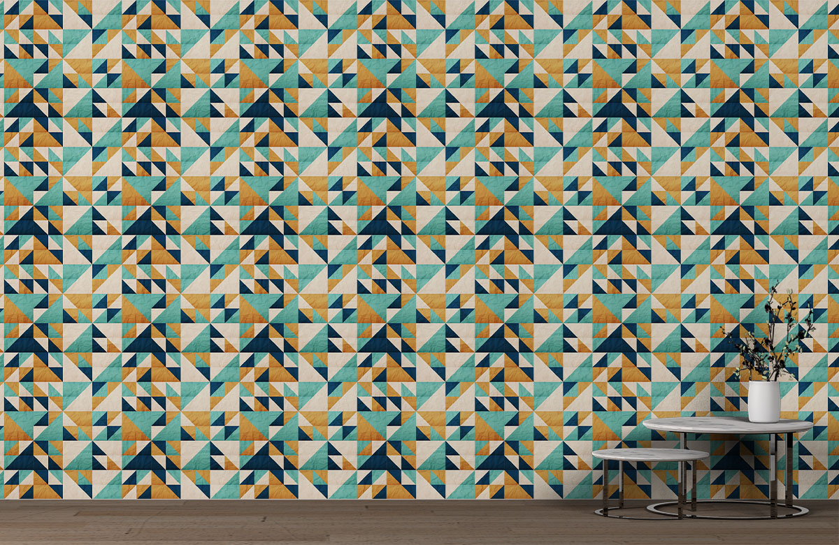 mosaic-of-abstract-triangles-wallpaper-on-large-wall