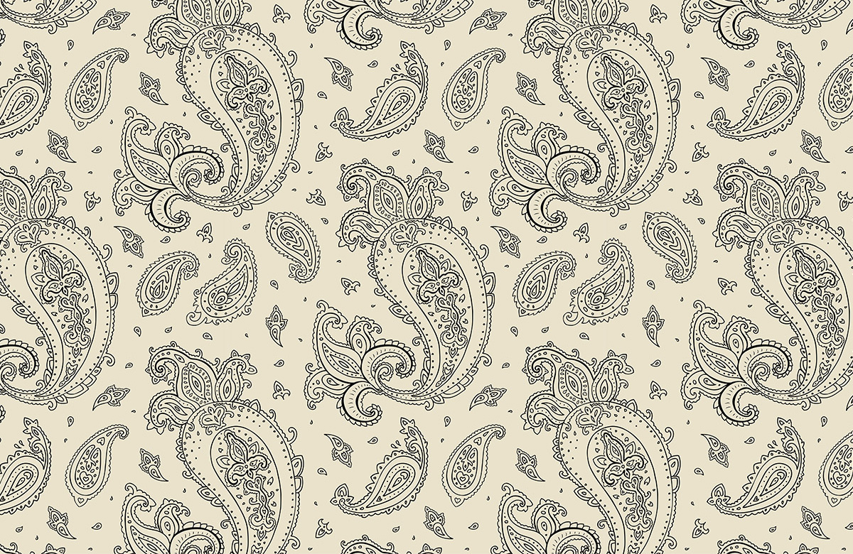 cream-paisley-design-Singular design large mural-roll