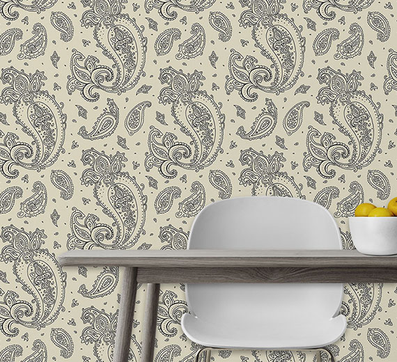 cream-paisley-design-Singular design large mural-thumb