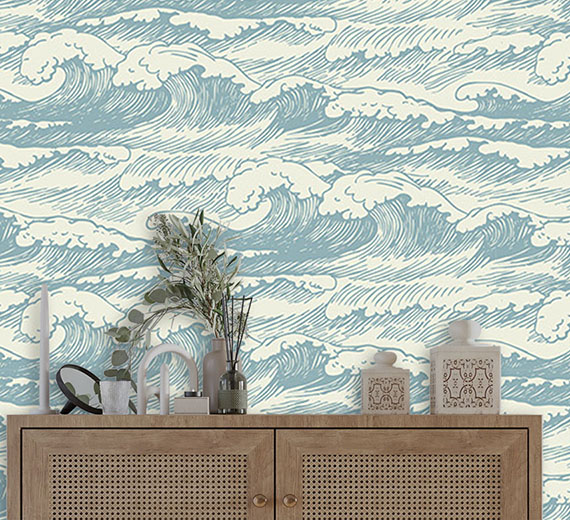 blue-waves-design-Seamless design repeat pattern wallpaper-thumb