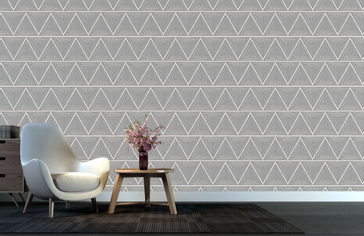 beige-triangles-design-Seamless design repeat pattern wallpaper-with-chair