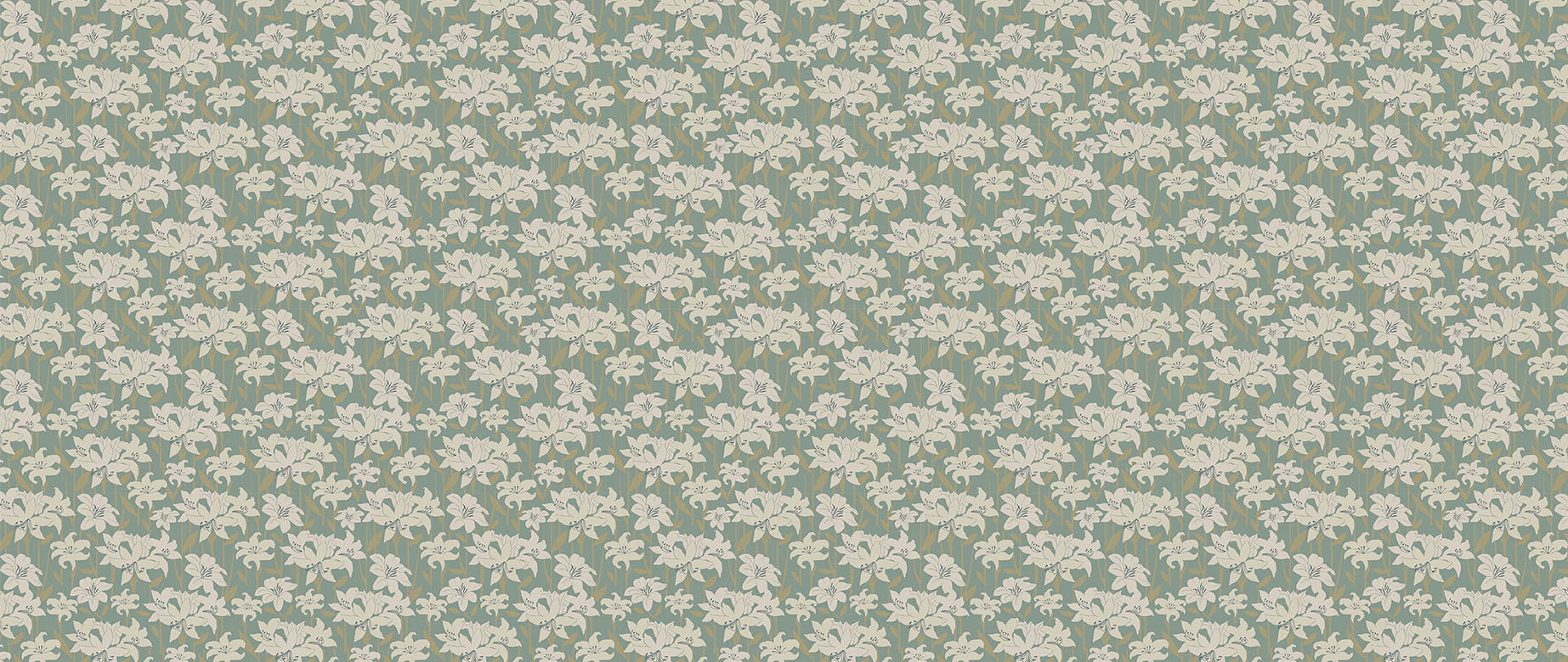 beige-lilly-on-green-background-wallpaper-wide-view