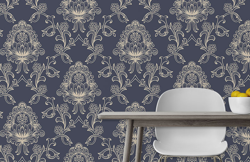 elegant-classic-damask-wallpaper-with-side-table