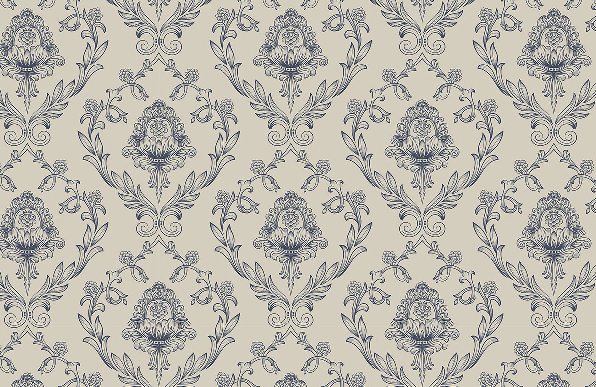 beige-damask-design-Singular design large mural-roll