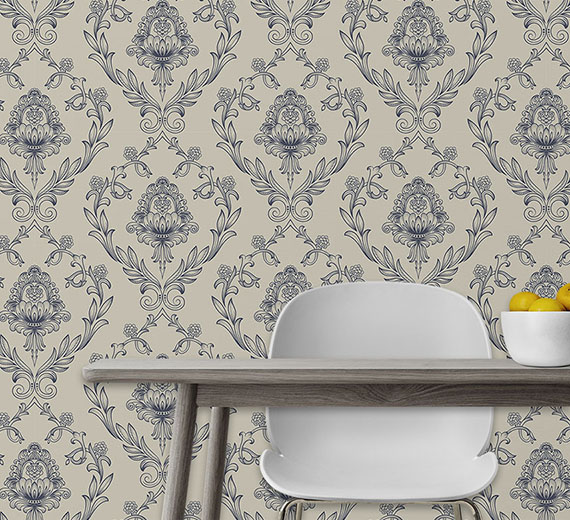 beige-damask-design-Singular design large mural-thumb