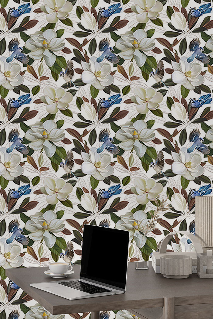 white-orchid-Singular design large mural-with-side-table
