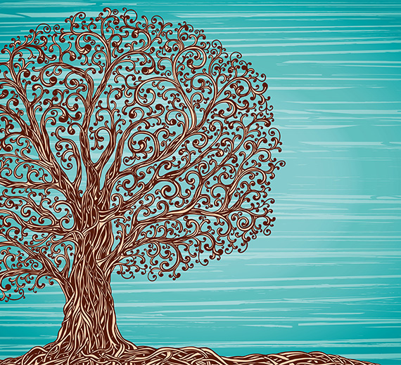 teal-tree-design-Singular design large mural-thumb