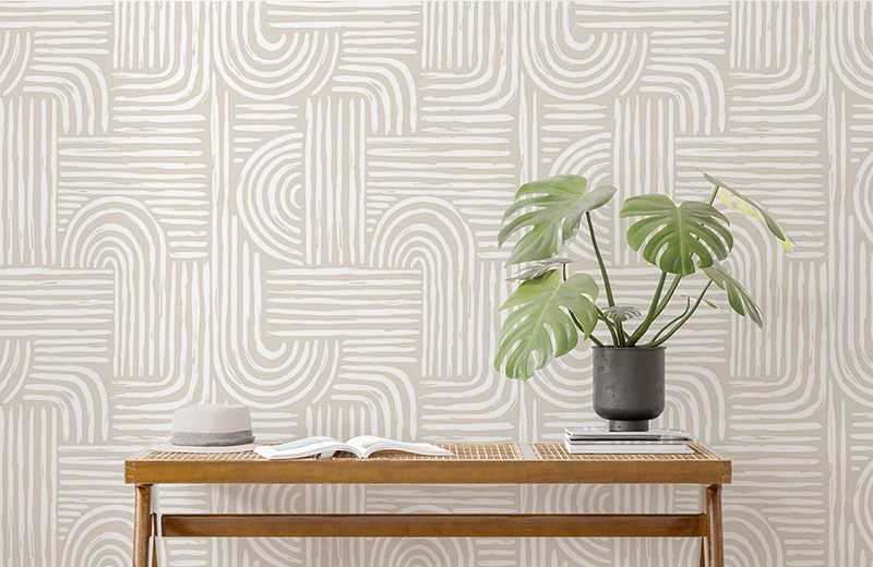 hand-drawn-lines-interwoven-wallpaper-with-side-table