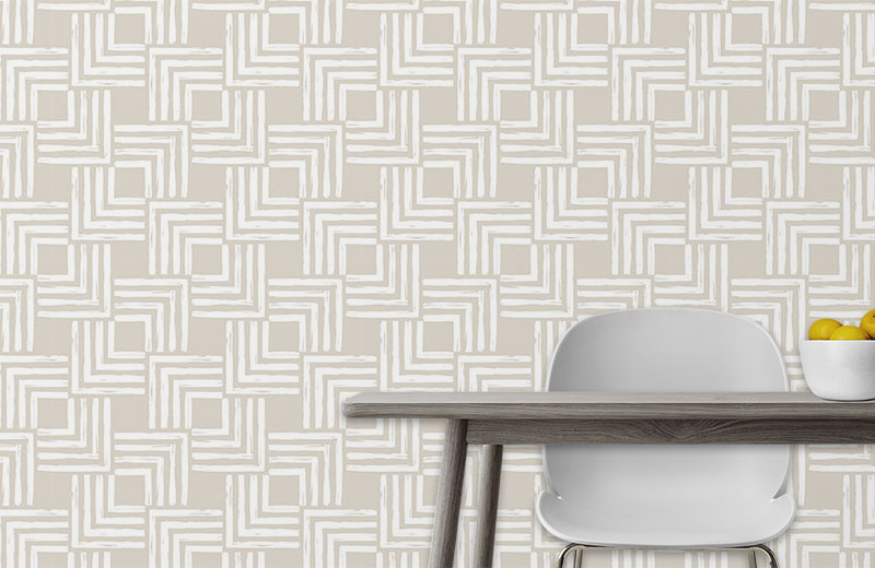 hand-drawn-overlapping-squares-wallpaper-with-side-table