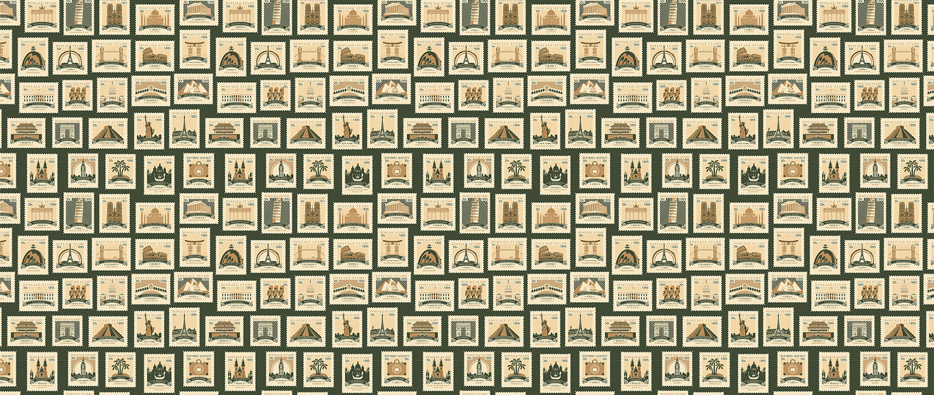 grey-stamps-design-Seamless design repeat pattern wallpaper-in-wide-room