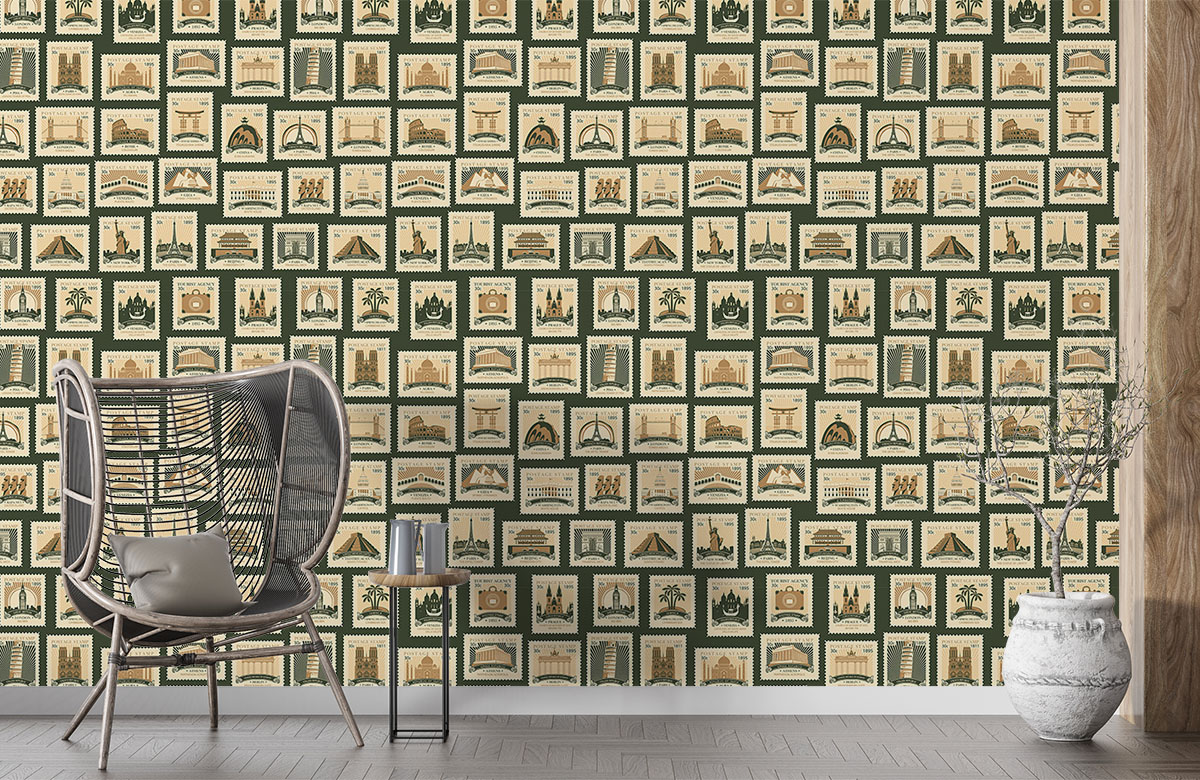 grey-stamps-design-Seamless design repeat pattern wallpaper-with-chair