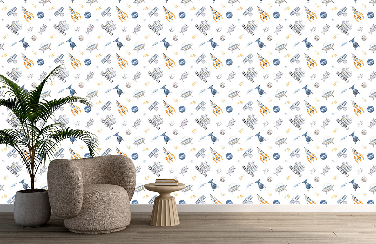 white-fun-design-Seamless design repeat pattern wallpaper-with-chair