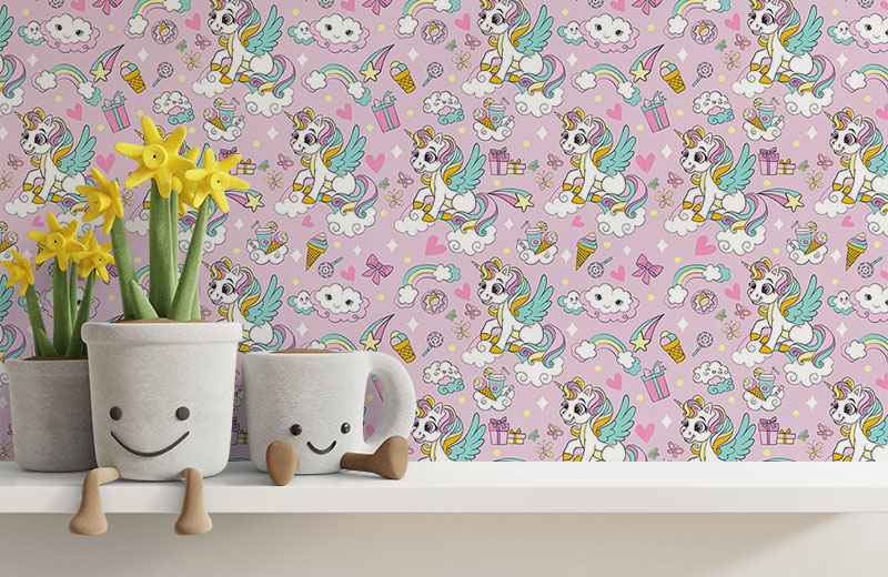 pink-unicorn-rainbow-ice-cream-wallpaper-with-side-table