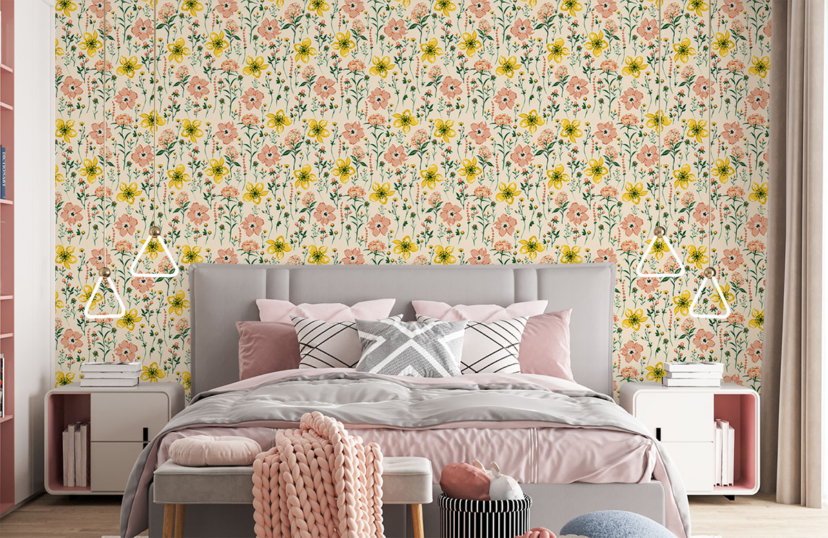 paint-brush-delicate-flowers-blooming-wallpapers-in-front-of-bed