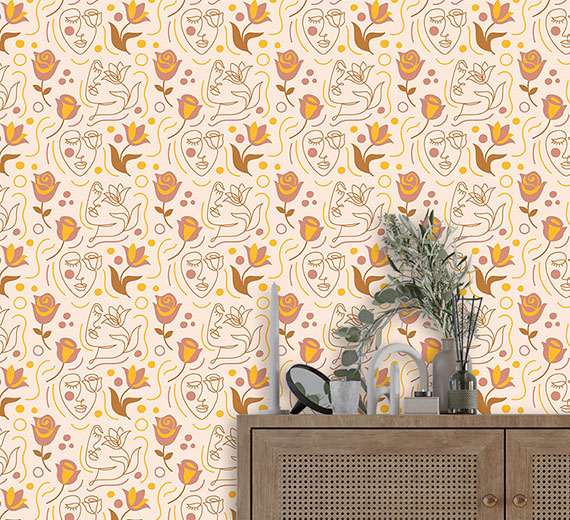 peach-drawing-design-Singular design large mural-thumb