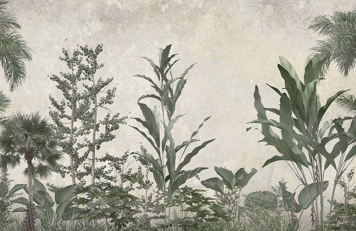 tropical-trees-against-a-vintage-wall-murals-only-image