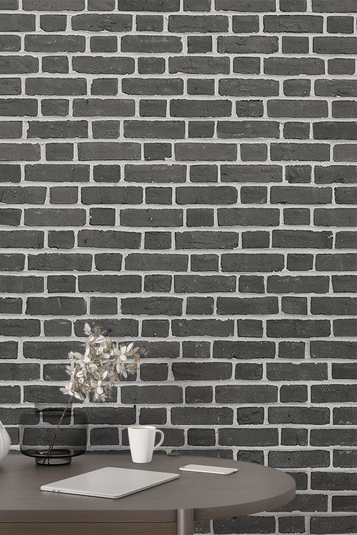 grey-brick-Singular design large mural-with-side-table