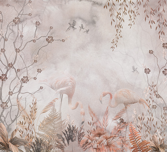 pink-birds-design-Singular design large mural-thumb