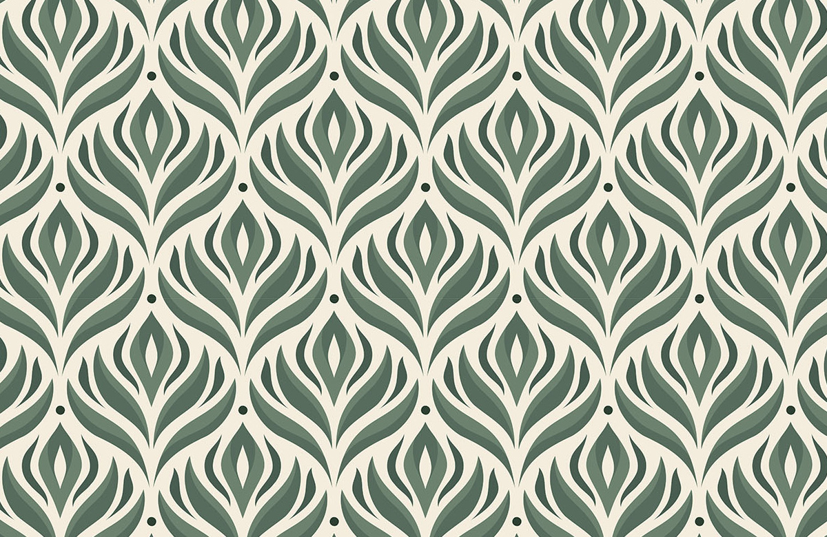 green-flower-design-Seamless design repeat pattern wallpaper-roll