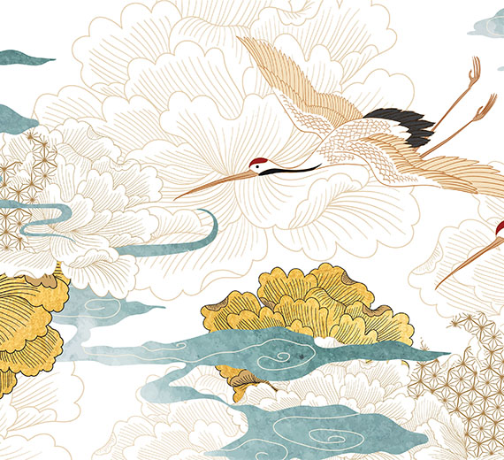 cranes-flying-in-golden-clouds-wallpaper-wallpaper-thumb