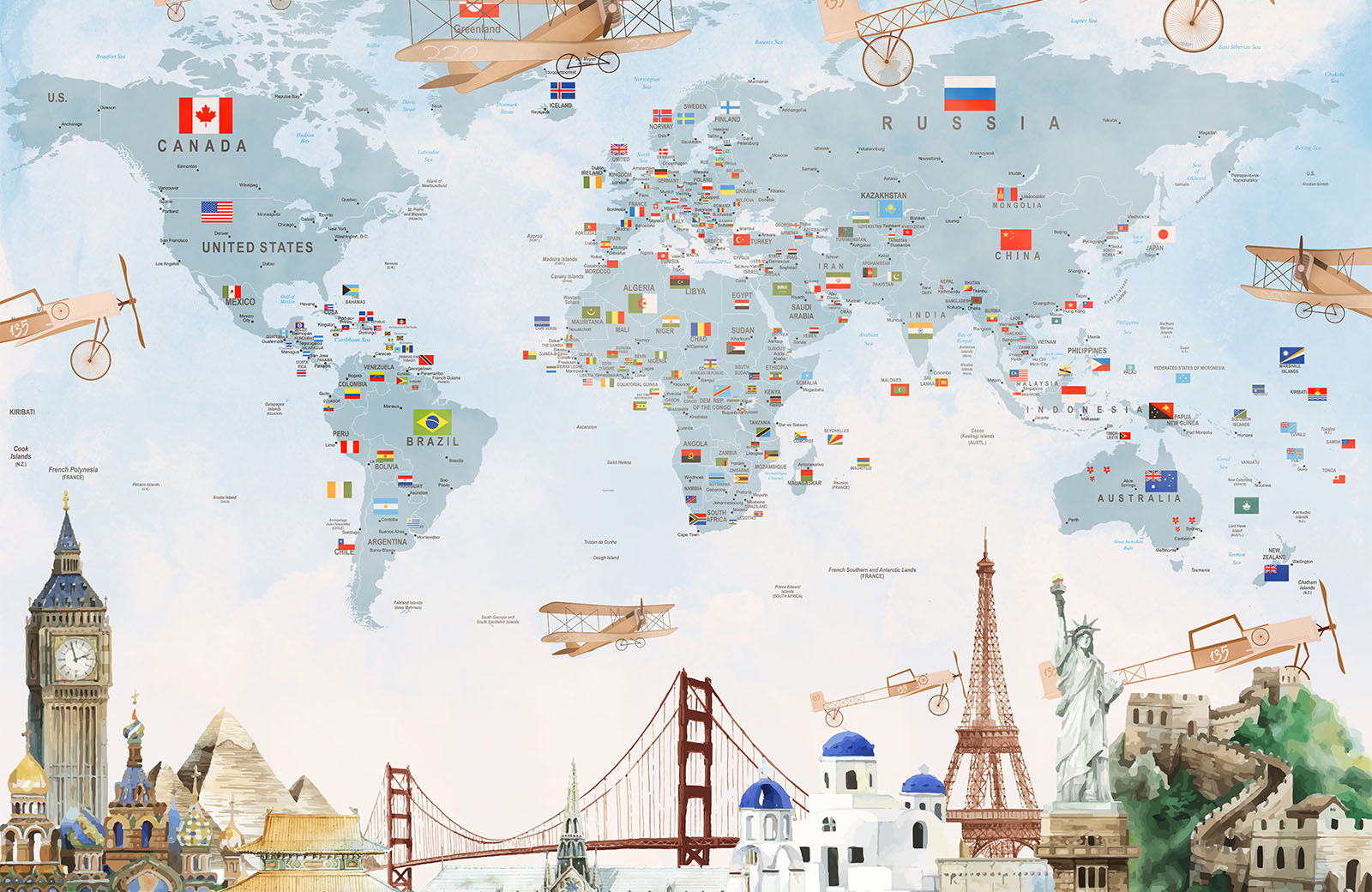 Travel Map Wallpaper For Classy Walls | Morphico