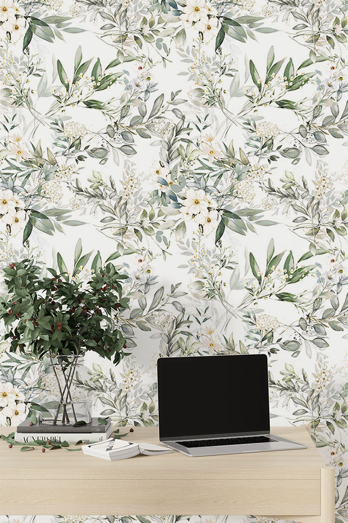 green-leaves-white-flowers-bunch-wallpaper-long-image