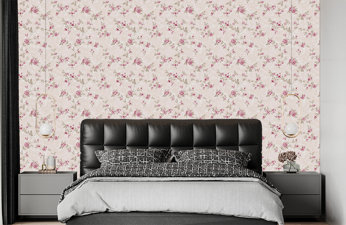 peach-small-elegant-floral-pattern-wallpapers-in-front-of-bed