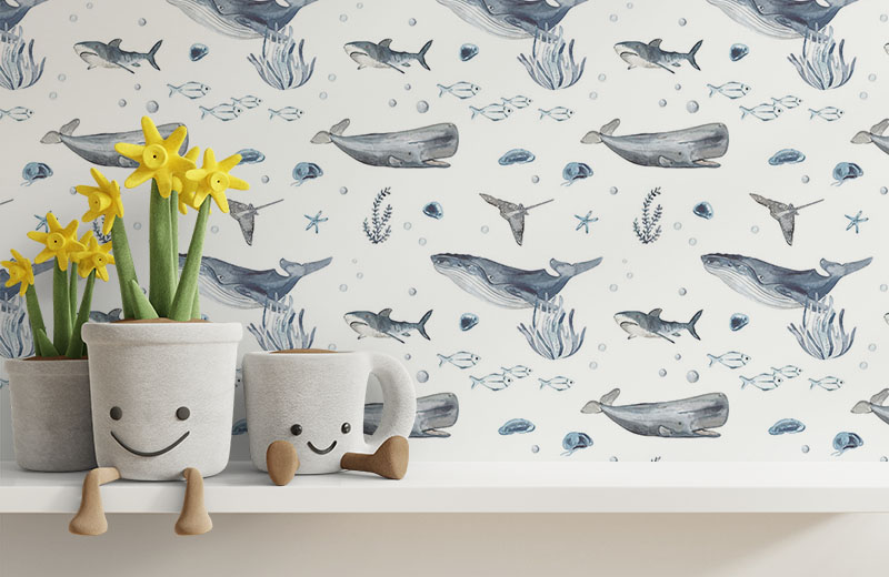 whales-in-ocean-watercolour-wallpaper-with-side-table