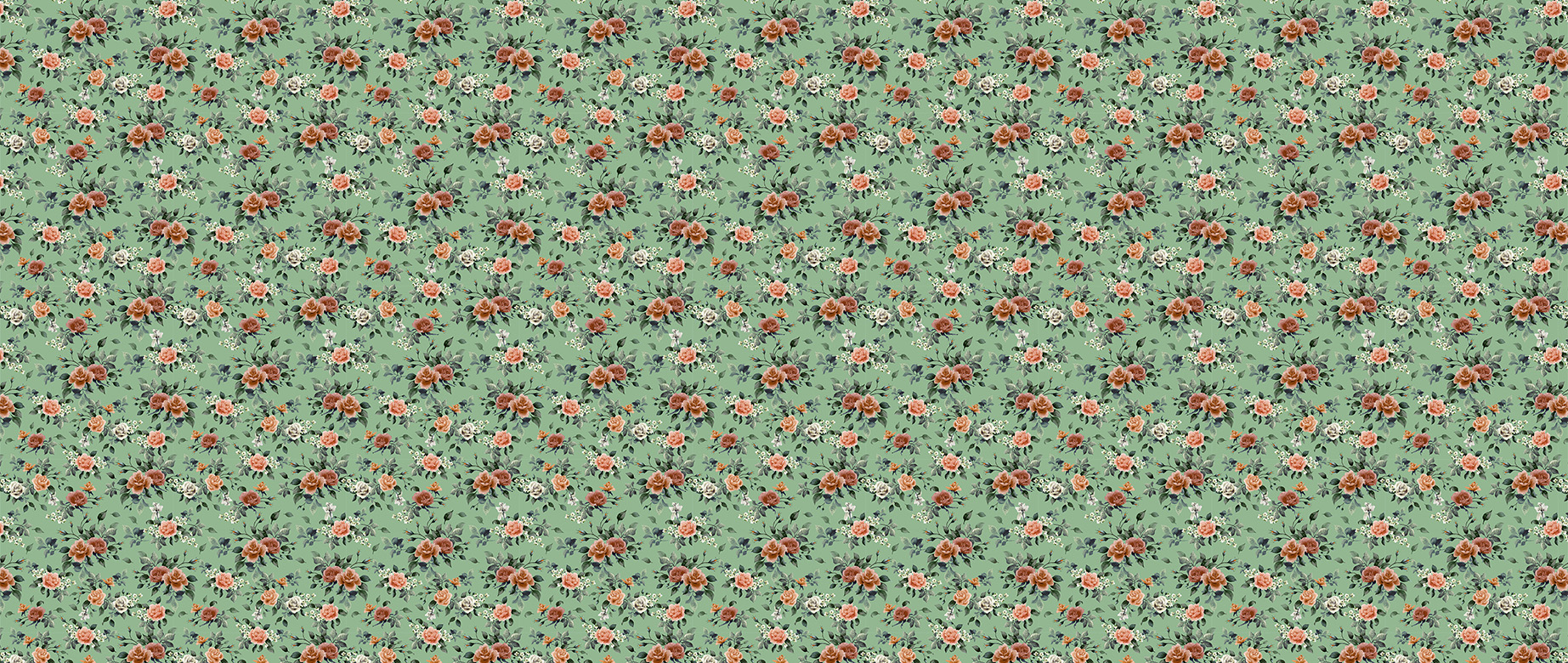 green -rose-design-Singular design large mural-in-wide-room