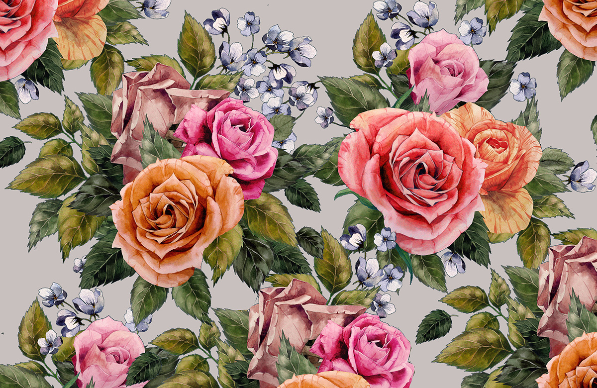cream-rose-design-Singular design large mural-roll