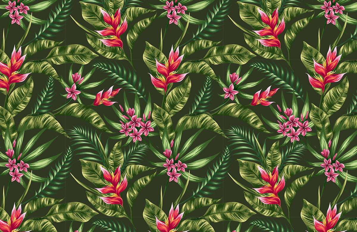 green-leaves-design-Seamless design repeat pattern wallpaper-roll