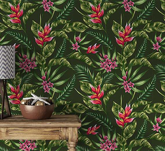 green-leaves-design-Seamless design repeat pattern wallpaper-thumb