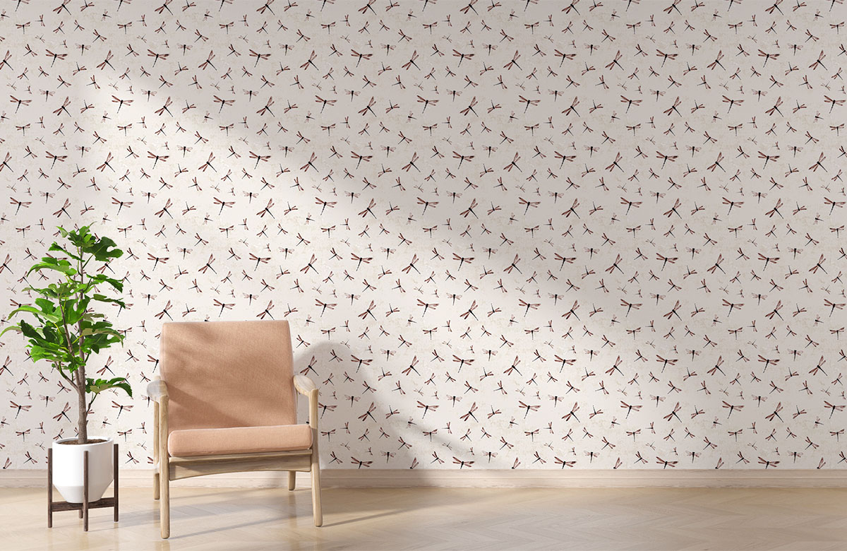 beige-animals-design-Seamless design repeat pattern wallpaper-with-chair