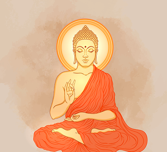 orange-buddha-design-Singular design large mural-thumb