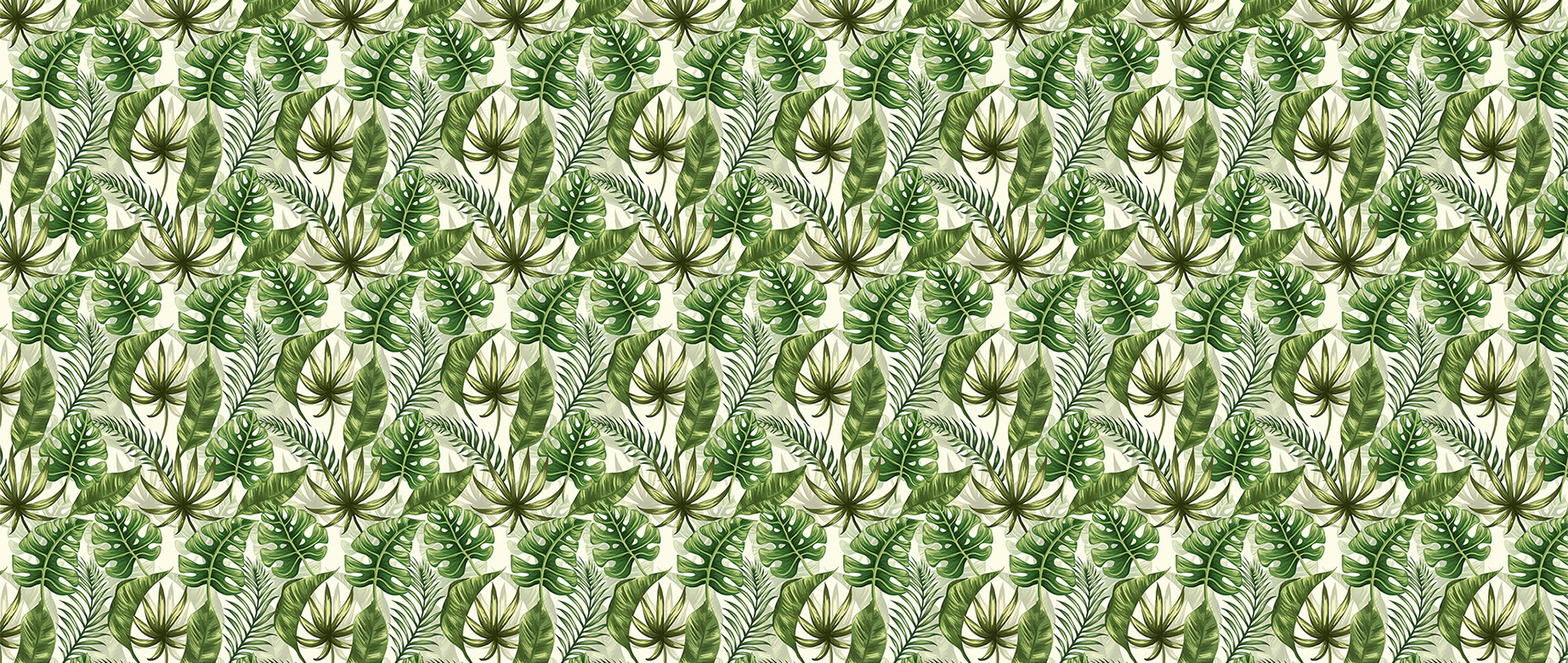 green-leaves-design-Seamless design repeat pattern wallpaper-in-wide-room