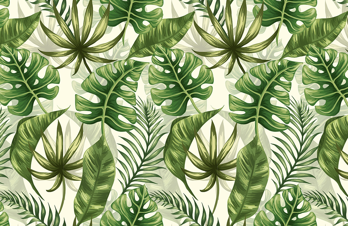green-leaves-design-Seamless design repeat pattern wallpaper-roll